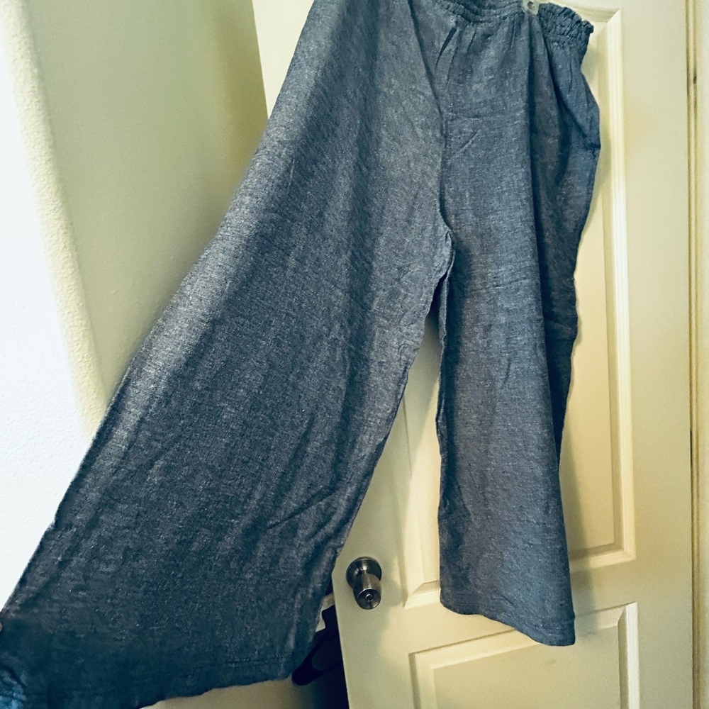 Time and Tru Wide Leg Soft Linen-Blend Pants in Chambray Blue 20